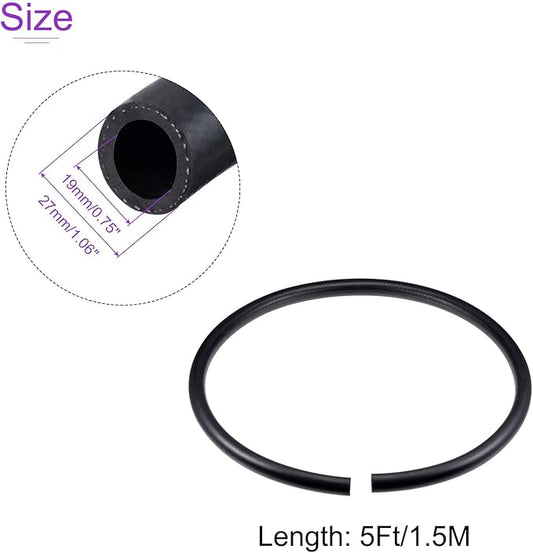 DMiotech 19mm(34") ID 27mm OD 5ft Fuel Line Hose Rubber Fuel System Engine Hose Black for Gas, Diesel, Fuel, Engine Oil, Hydraulic