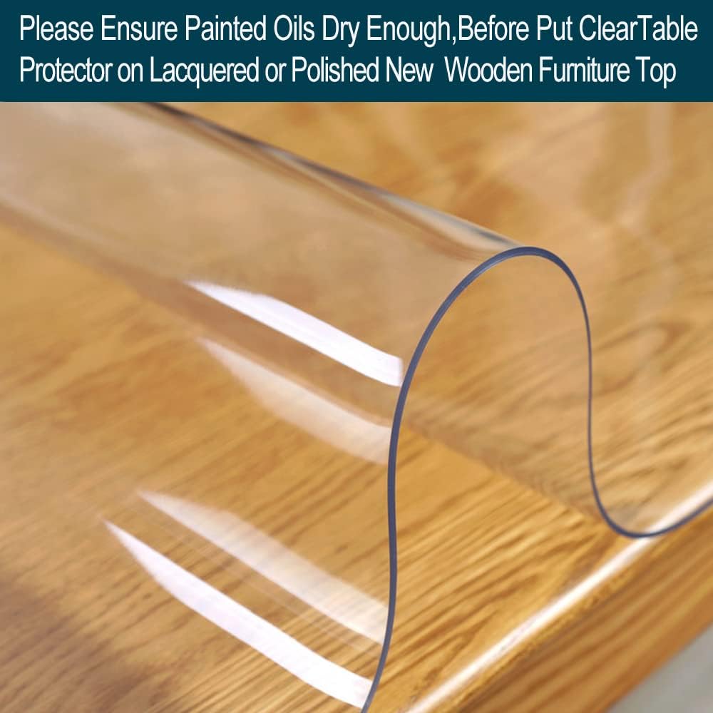 28x48 inch Multi Size Clear Plastic Table Protector 1.5mm Thick PVC Cover Pad Vinyl Protector Easy Clean Waterproof Wipeable Furniture Topper Pad for Dining Living Room Coffee Mat Desk Pad Rectangle