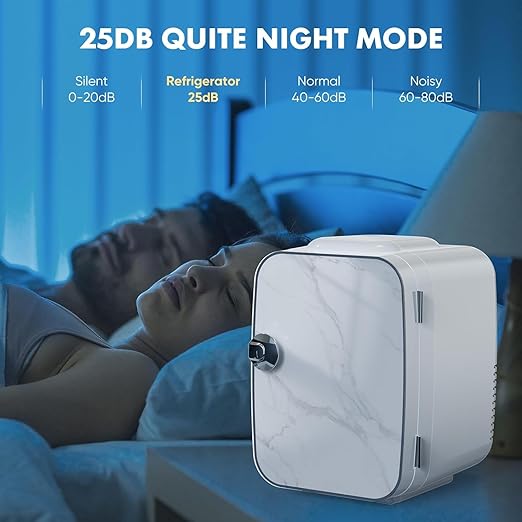Sweetcrispy Mini Portable Small Refrigerator 4L6 Can Cooler  Warmer Compact Fridge for Skincare, Marble Ivory