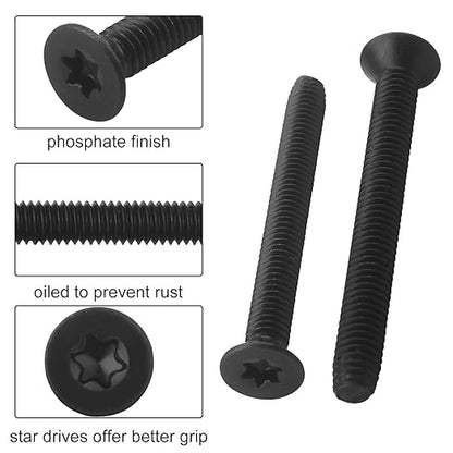 100pcs 516-18 x 3 Flat Head Floorboard Thread Cutting Screws, Type F, (Star - Six Lobe Drive), Black Phosphate Finish, Countersunk, T-40 Drive Alloy Steel