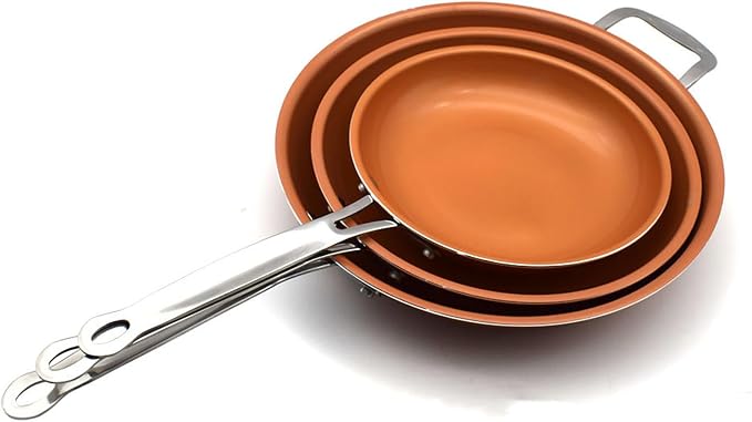 Toutrop Nonstick Copper Frying Pan, Chef Skillet with Ceramic Coating, Oven Dishwasher Safe, Induction Skillet for All Stoves, PFOA Free,Brass,12 inch