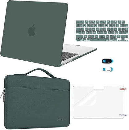 MOSISO Compatible with MacBook Air 13 inch Case 2025 2024 2023 2022 M4 A3240 M3 A3113 M2 A2681, Hard ShellSleeve BagKeyboard SkinWebcam CoverScreen Film for MacBook Air 13.6 inch, Emerald Green