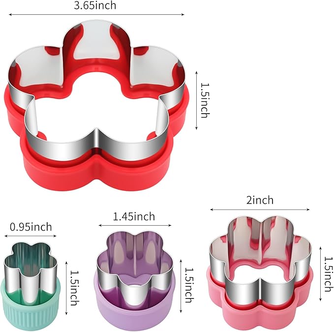 ALLTOP Flower Cookie Cutter Set  4 Different Sizes of Scalloped Stainless Steel Biscuit Cutters for Baking, Donut, English Muffin, and More