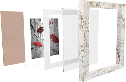 12x12 Frame Matted to Display 8x8 Photos with Mat or 12 x 12 Pictures Without Mat Rustic Photo Frames Wall Art for Living Room Wall Mounting