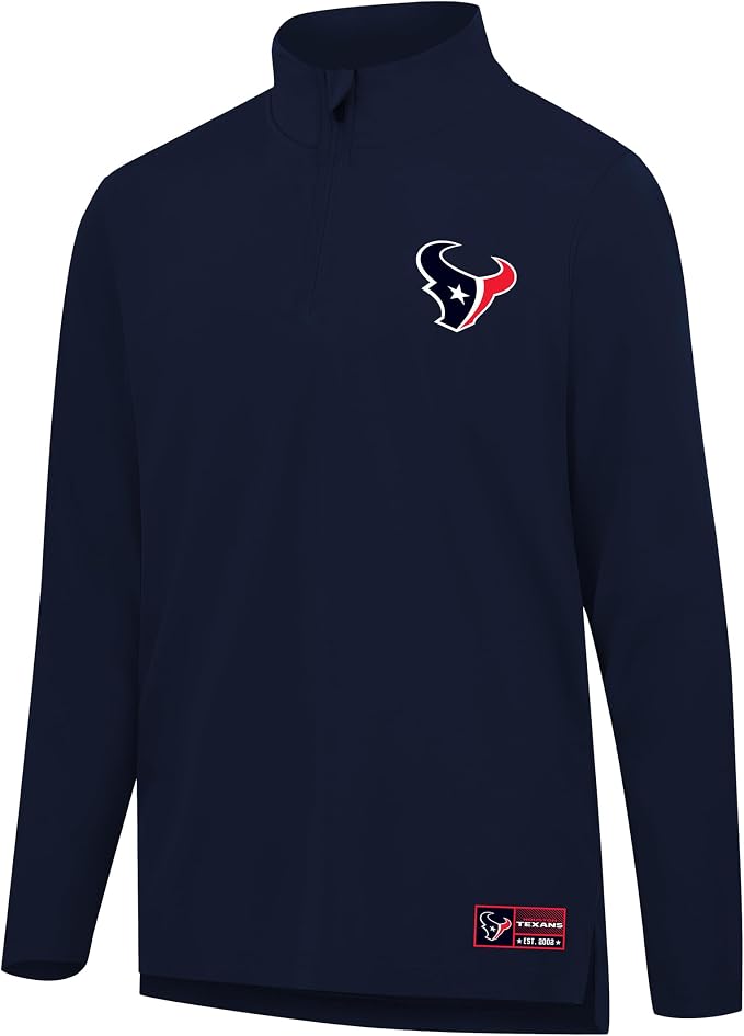 3XL, Ultra Game Men's NFL Official Super Soft Quarter Zip Long Sleeve T-Shirt