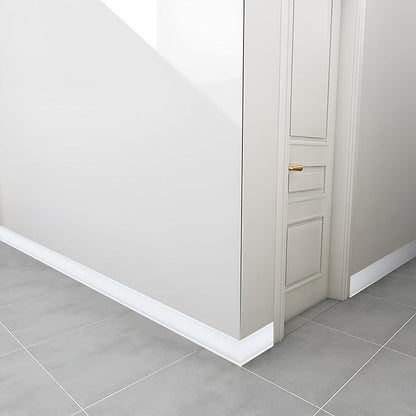 Flexible Baseboard Molding Trim 4Inch x 10Feet White Vinyl Wall Base Self-Adhesive, Peel and Stick Baseboard Molding Rubber Baseboard, Peel and Stick Trim Molding Baseboard Trim(4in x 10ft, White)