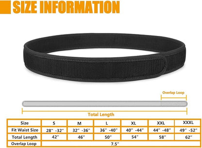 KRYDEX Hook Liner Inner Belt for Duty Belt 1.5" Tactcial Inner Belt Black