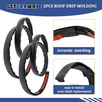 2pcs Roof Drip Molding 75551-04063 75561-02020 75552-04061 Compatible with Toyota Tacoma Double CAB 2005-2015