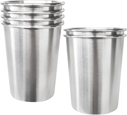 6 Pack 8 oz Stainless Steel Kids Cups, Children's Pint Cups, Stackable Metal Cups, Shatterproof Drinking Glasses