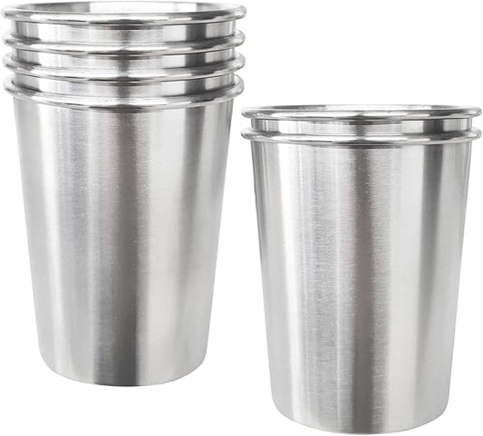 6 Pack 8 oz Stainless Steel Kids Cups, Children's Pint Cups, Stackable Metal Cups, Shatterproof Drinking Glasses