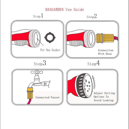 Garden Hose Nozzle Handheld Sprayer 7 High Pressure Patterns Watering Nozzles Spray Gun