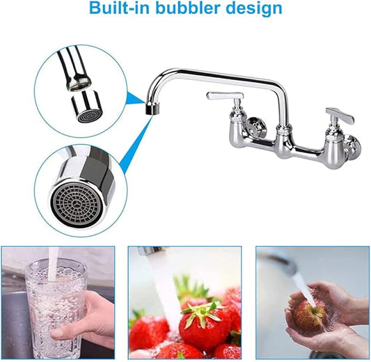 10 Inch Swivel Faucet Spout Replacement Kit for Commercial Kitchen Pre Rinse Faucet, 360 Swing Spouts with 2.2 GPM Aerator Chrome Finish (Connector Size is M25x1.25MM)