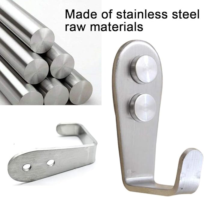 Deezio Backpack Hooks for Wall Bathroom Garage Hooks SUS304 Stainless Steel Towel Purse Robe Hooks Wall Mounted (10 Pack)