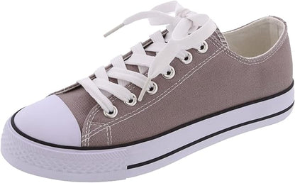 TOP Moda Women's Canvas Low Cut Top Lace Up Slip On Sneakers