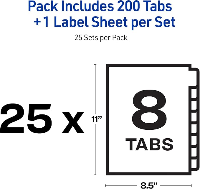 Avery Index Maker Clear Label Dividers, 3-Tab, Unpunched, 25 Sets For Organizing Binders and Presentations, Printable White Tabs, Laser and Inkjet Compatible, Reinforced Tear-Resistant Edge