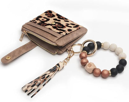 COOLANS Silicone Bracelet Wristlet Wallet Credit Card Holder RFID,ID Window,Key Ring Tassel,Slim Wallet Women Keychain Purse