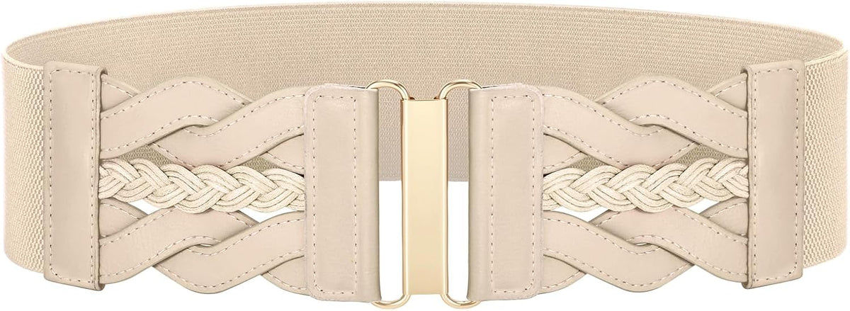 SANSTHS Vintage Stretchy Belt for Women, Womens Wide Elastic Belts for Dresses Coats, Fashion Womens Belts with Gold Buckle