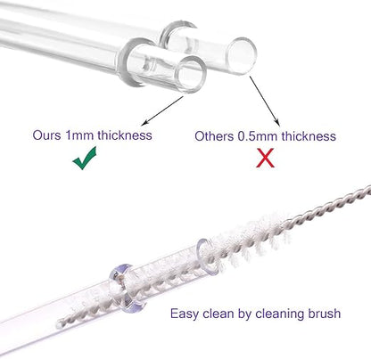Dakoufish 11 Inch Clear Reusable Thick Plastic Drinking Straws Extra Long for 24oz & 40oz Mason Jar Tumblers,Set of 12 Pcs Straws with Cleaning Brush (11inch, Clear)