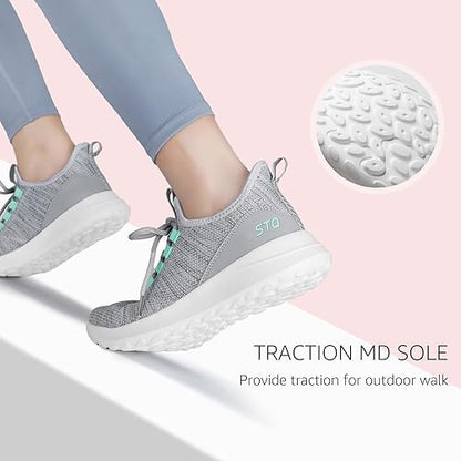 STQ Womens Slip On Sneakers Hands Free Orthopedic Tennis Walking Shoes Breathable Athletic Gym Workout Cross Training Sneakers