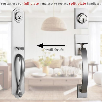 NEWBANG Keyed Entry Door Handleset Brushed Nickel Finish,(Keyed Handleset),MDHST2018SN