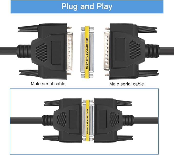 ENUODA 2 Pack Gender Changers 37 Pin Female to Female Adapter DB37 Coupler, Data Transfer and Device Connection for RS-449 Serial Cables