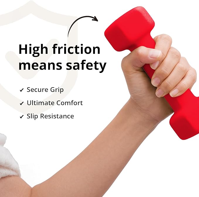 Portzon Weights Dumbbells 10 Colors Options Compatible with Set of 2 Neoprene Dumbbells Set,1-15 LB, Anti-Slip, Anti-roll, Hex Shape (Red)