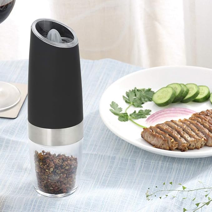 Topyond Pepper Grinder MultiFunctional Electric Grinding Tool Household Pepper Mill Spice Seasoning Grinder Suitable for Kitchen Restaurant Use(Black)
