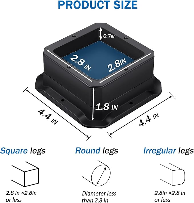 Furniture Risers 1 Inch,Bed Risers Heavy Duty,Desk Risers for Chair and Table Legs Elevation ,Bed Lifts Risers (4 Pack, Black)