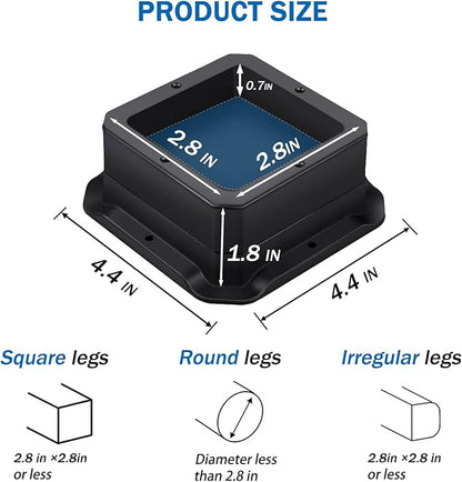 Furniture Risers 1 Inch,Bed Risers Heavy Duty,Desk Risers for Chair and Table Legs Elevation ,Bed Lifts Risers (4 Pack, Black)