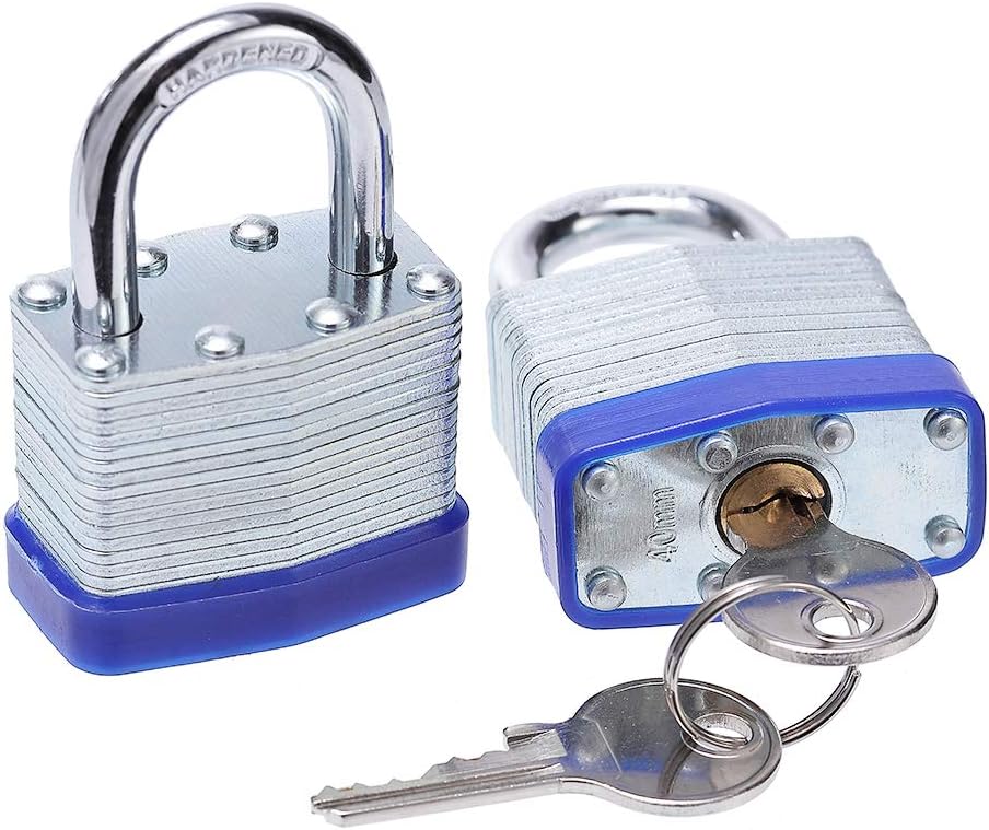 Laminated Steel Keyed-Alike Padlocks, 1-9/16 in, 2 Pack