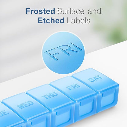 Extra Large Pill Organizer Weekly, KAPENS Daily Pill Case Box Large Capacity Compartments, 7 Day Pill Containers for Medicine Supplements Vitamin Fish Oil, Blue