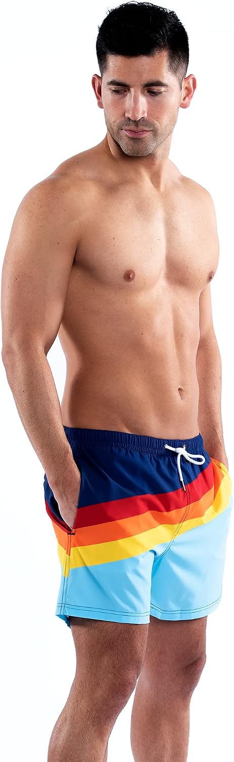 Swim Trunks with Compression Liner - Men's Premium 5 Inch Inseam Quick Dry Swim Shorts for Beach and Swimming