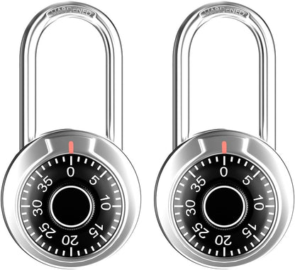 Locker Lock, 2 in. Combination Lock, Keyless Padlock for Gym and School Lockers, Black Dial Lock, 5 Pack
