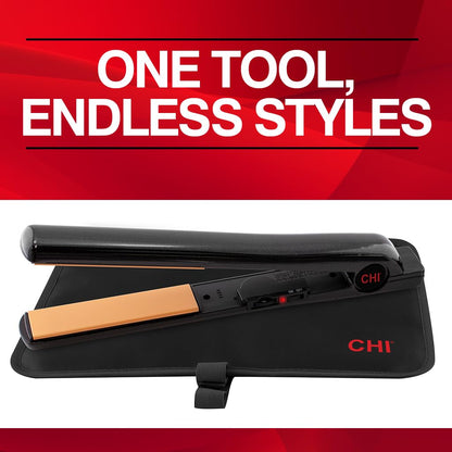 CHI Tourmaline Ceramic Series Flat Iron, Hair Straightener For Silky Smooth Hair, Ideal For Straightening Or Curling Hair, 1" Iron, Onyx Black