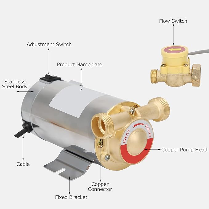 WG-100 Booster Pump, Small Automatic Water Pressure Booster Pump, Power Water Pumps, Used in Shower Room or Garden, 100W(US Plug 110V)