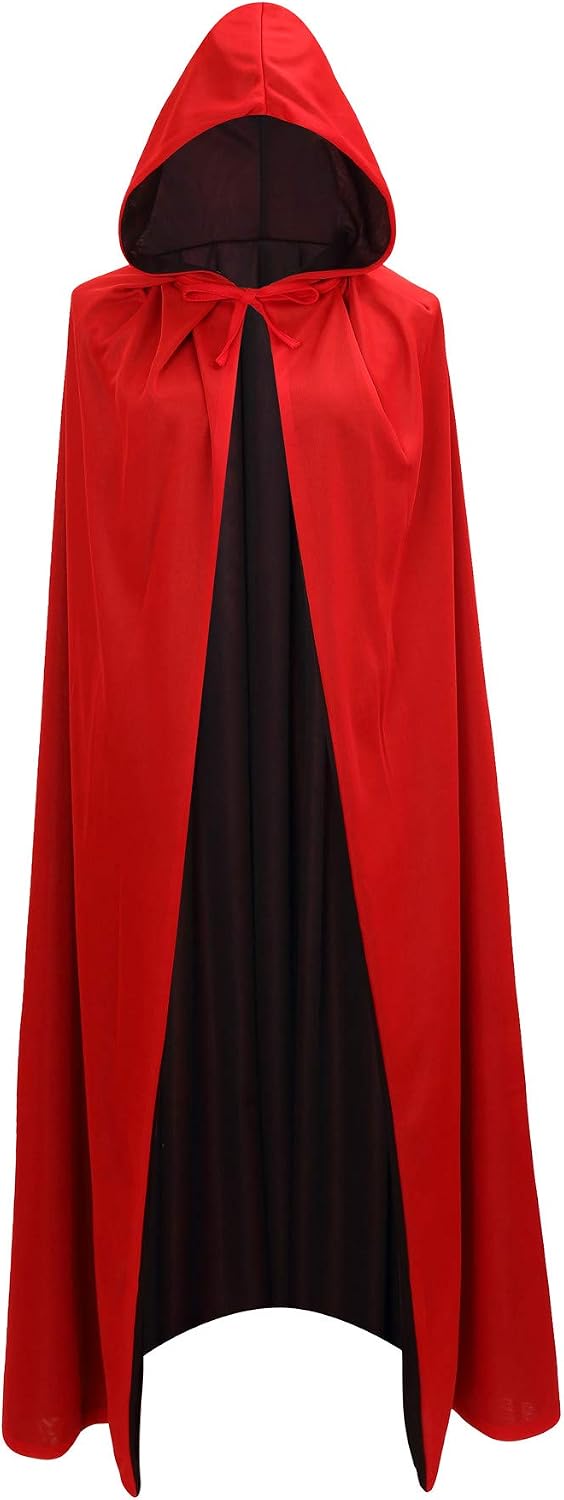 Black Red Reversible Goth Pirate Vampire Witch Cloak Unisex Christmas Halloween Cosplay Capes (Medium)