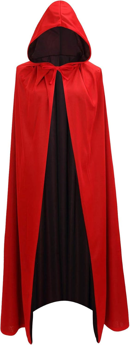 Black Red Reversible Goth Pirate Vampire Witch Cloak Unisex Christmas Halloween Cosplay Capes.