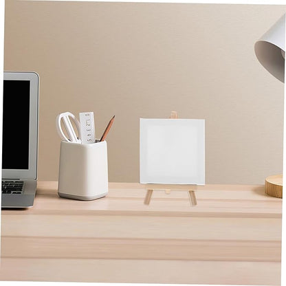 DOITOOL 1 Set Mini Canvas Painting with Easel Stand Small Art Canvases and Wood Display Easel for Adults for Acrylic and Oil Painting Sessions