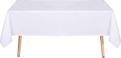 sancua Rectangle Tablecloth - 60 x 84 Inch - Stain and Wrinkle Resistant Washable Polyester Table Cloth, Decorative Fabric Table Cover for Dining Table, Buffet Parties and Camping, White