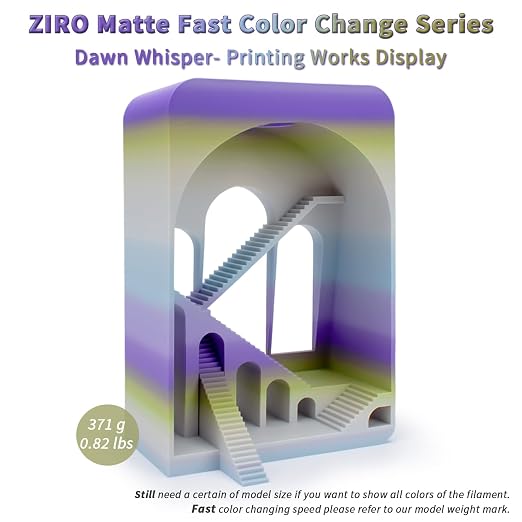 ZIRO Fast Gradient PLA, Multi Colors 3D Printer Filament, Dawn Whisper