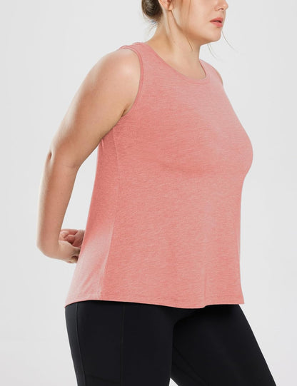 baleaf Women's Plus Size Workout Tank Tops Loose Fit Sleeveless Athetic Running Exercise Shirts