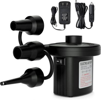 Jasonwell Electric Air Pump Portable Quick-Fill AC DC Inflator Deflator Pump for Air Mattress Inflatables Pool Floats Water Toy Raft Bed Boat Pool Toy with Nozzles 110-240 V