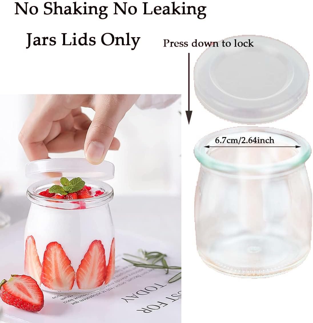 15PCS Yogurt Jar Lids - Clear Plastic, Reusable, BPA-Free Polypropylene, Screw Top, Transparent, Round, Microwaveable, Ideal for Oui Yogurt Jars, Glass Jars, and More
