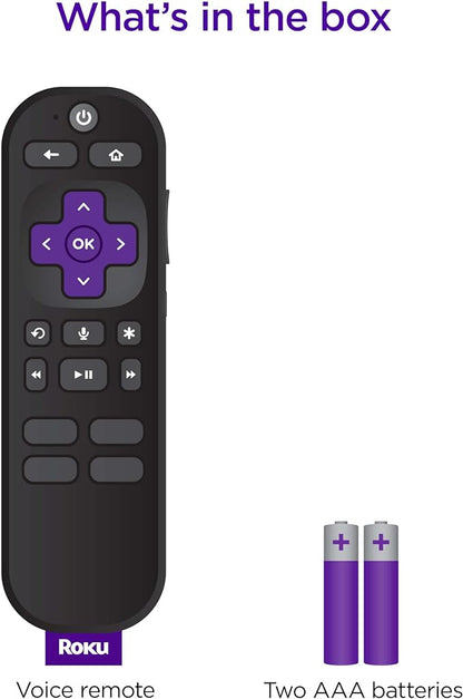 Roku Voice Remote  Replacement TV Remote Control with Voice Control, Simple Setup,  Pre-Set App Shortcuts - Compatible with Roku TV, Players,  Audio Devices