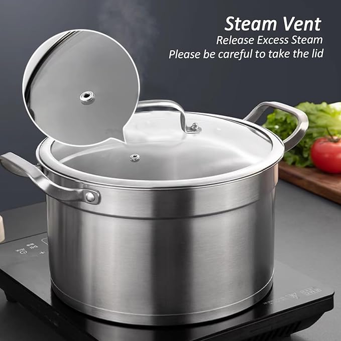 Premium Tempered Clear Glass Lids, 11", 12", 13" Stainless Steel Replacement Lid for Pots, Pans and Skillets, Large Glass Covers with Steam Vent