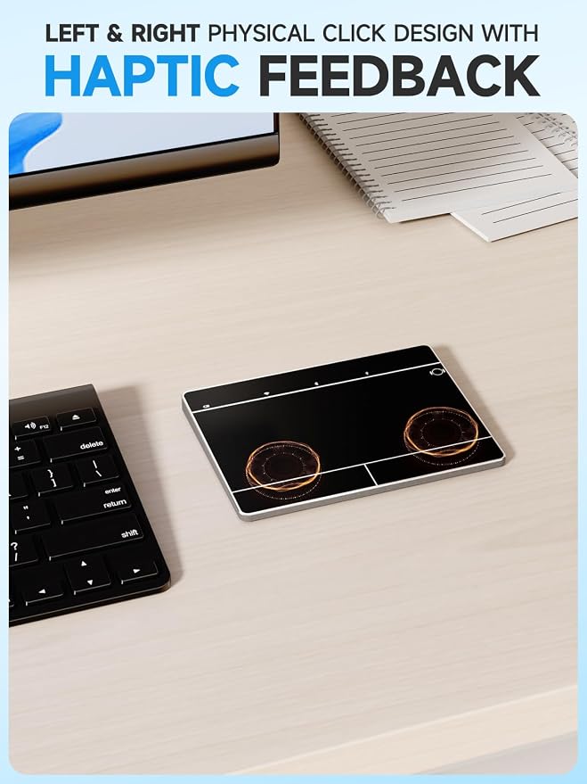 Homiguar Wireless Bluetooth Trackpad for Windows 10 & 11, 3-in-1 Connectivity Modes,High Precision Control, Portable Multi-Touch Gestures touchpad for PC & Laptop (Black)