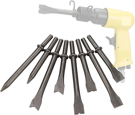 Air Chisel Head Hard Steel Solid Air Shovel Head Air Impact Hammer Bit Pneumatic Tool Accessoryies 150Y 190Y 250Y Cutting(4pcs 125mm Spring)