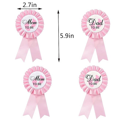 Baby Shower Decoration Adjustable Flower Crown Tiara Mom to Be Sash and Pin Dad to Be Corsage Pin Badge Kit Party Favors for Pregnancy Parents Maternity Girl Boy Gender Reveal Pink