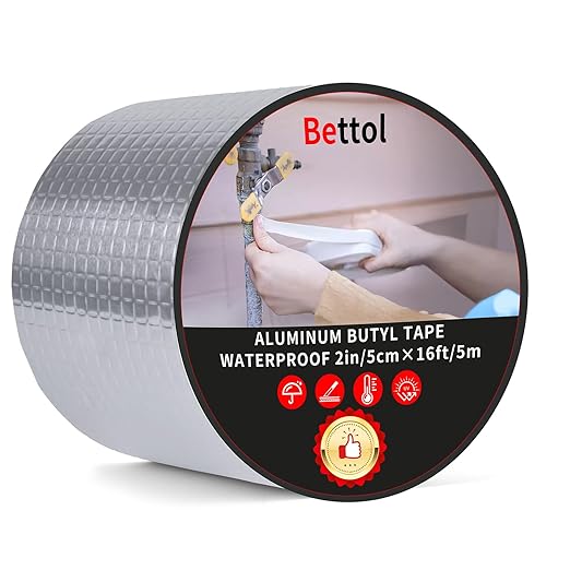 1 Roll 2in x 50ft Joist Tape for Decking, Waterproof Butyl Sealant Deck Tape, Anti-Corrosion and Self-Adhesive Flashing for RV, Roof and Wood, Black