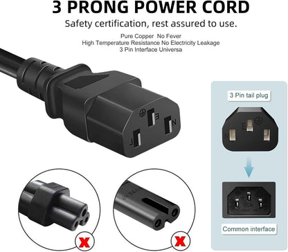 10FT AC Power Cord for ION Block Rocker, ION Pathfinder 2 3 4 280 320, ION Tailgater Speakers, ION Total Pa Supreme/Premier,Monster Rockin Rolle 2 3 4 360, Universal 3 Prong Charging Cable Replacement